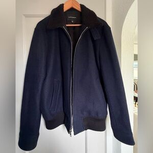 Club Monaco Wool Navy Bomber Jacket